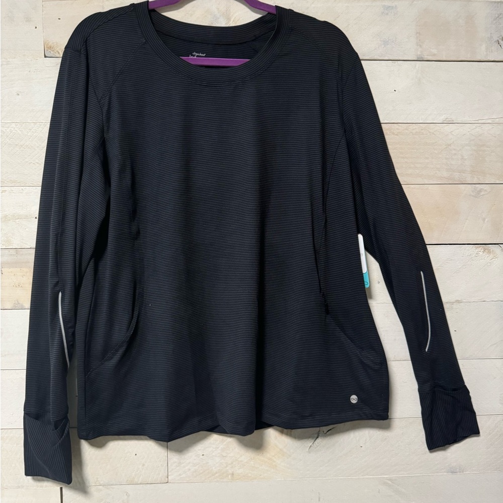 Black Long Sleeve Athletic Scrub Top